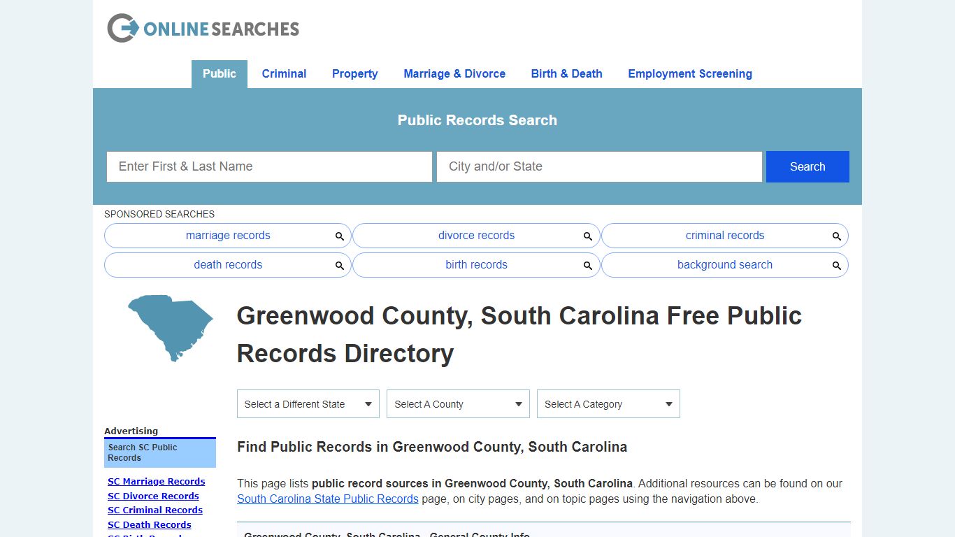 Greenwood County, South Carolina Public Records Directory